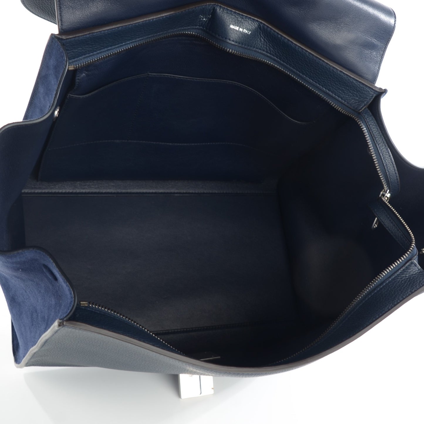 Drummed Calfskin Suede Large Trapeze Navy Blue