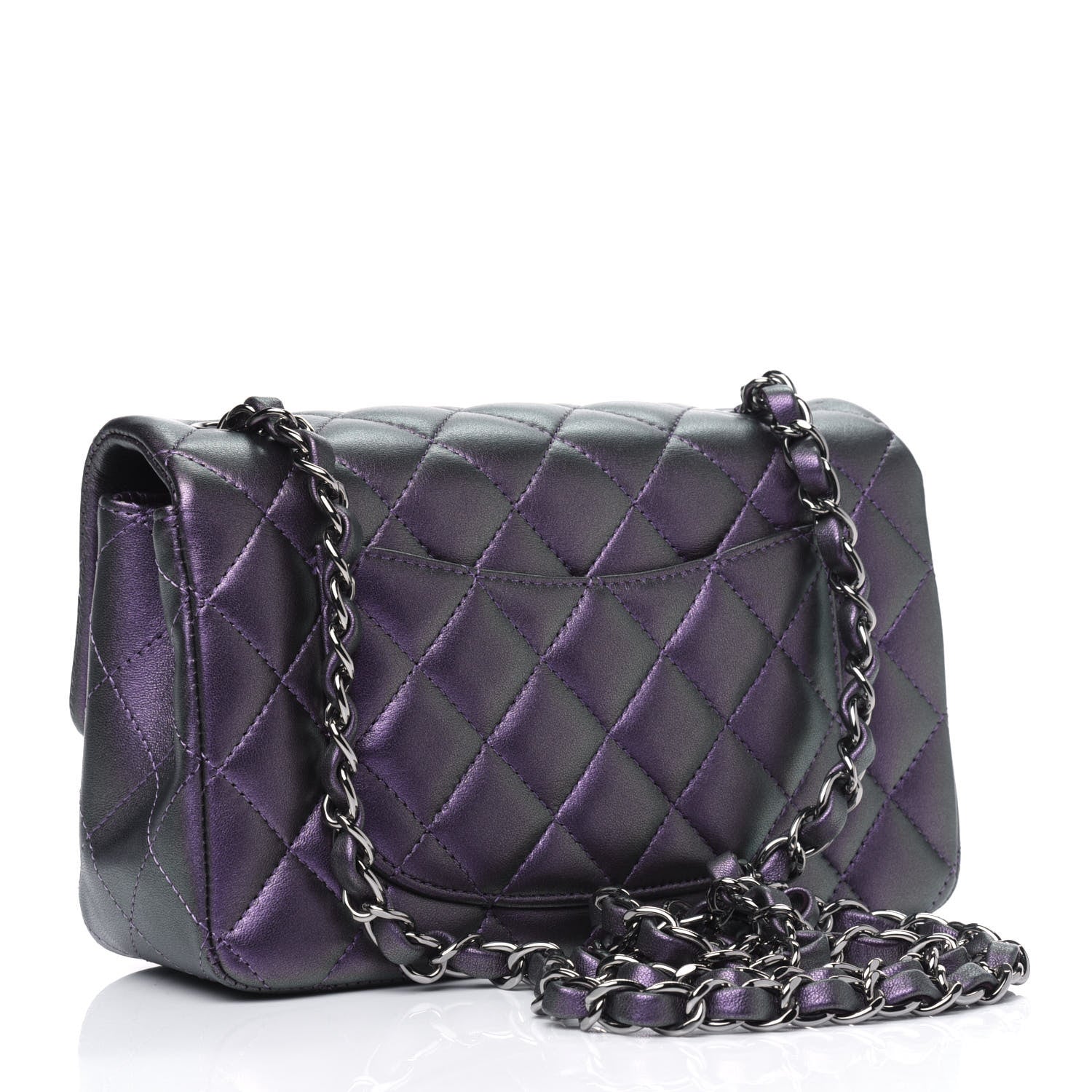 Chanel Metallic Lambskin Quilted Mini Rectangular Flap Purple 2 of 4