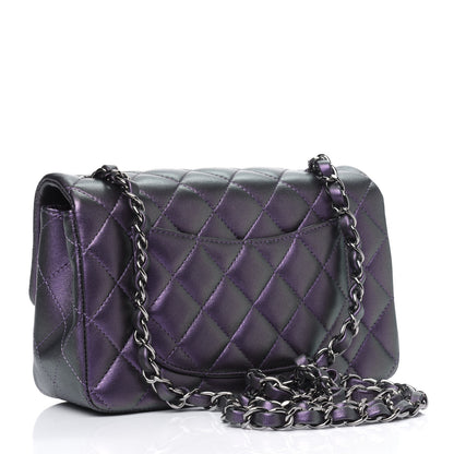 Chanel Metallic Lambskin Quilted Mini Rectangular Flap Purple 2 of 4