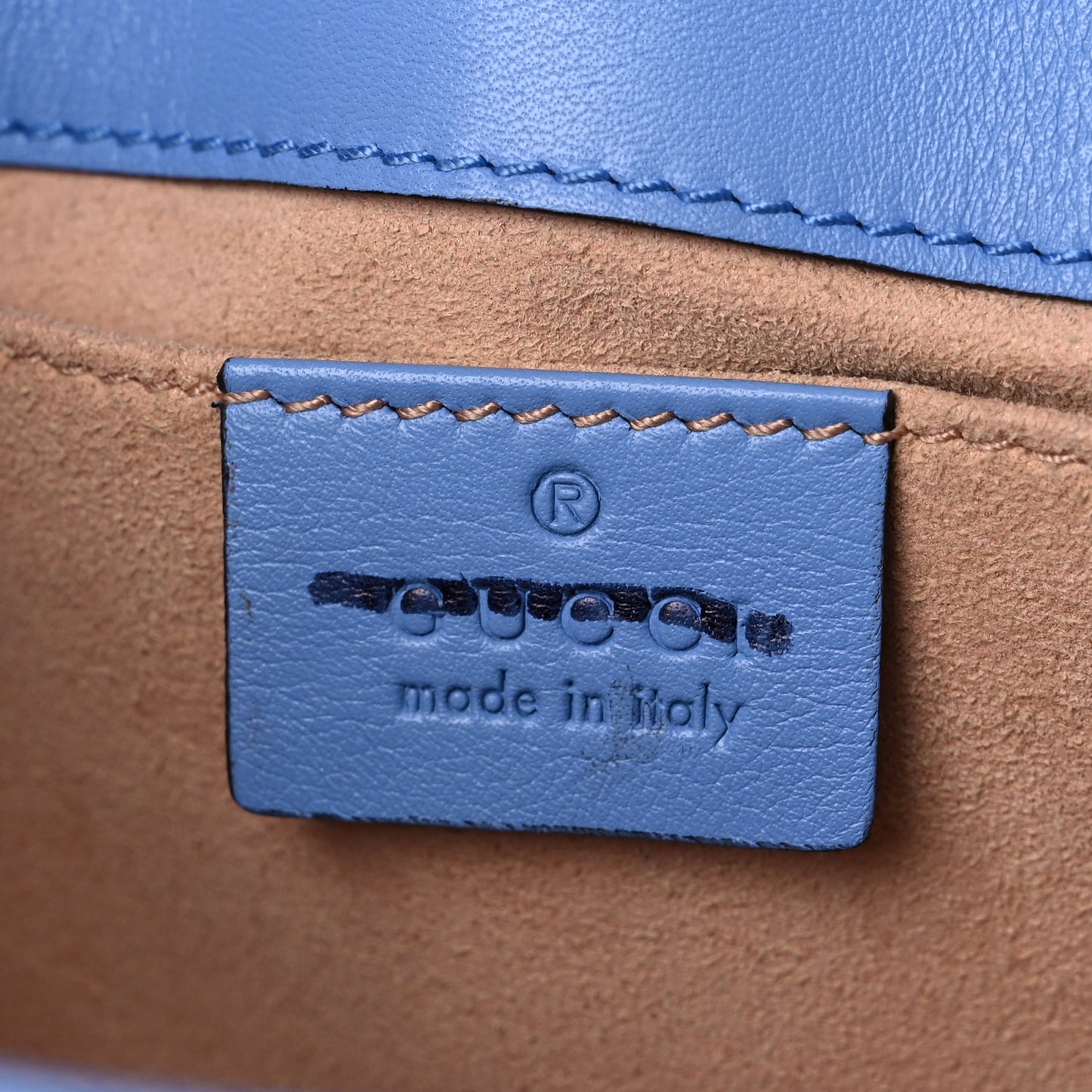 Calfskin Matelasse Mini GG Marmont Shoulder Bag Clear Sky Blue