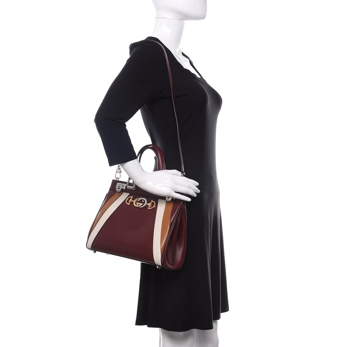 Smooth Calfskin Small Zumi Top Handle Bag Vintage Bordeaux White Friky Taupe