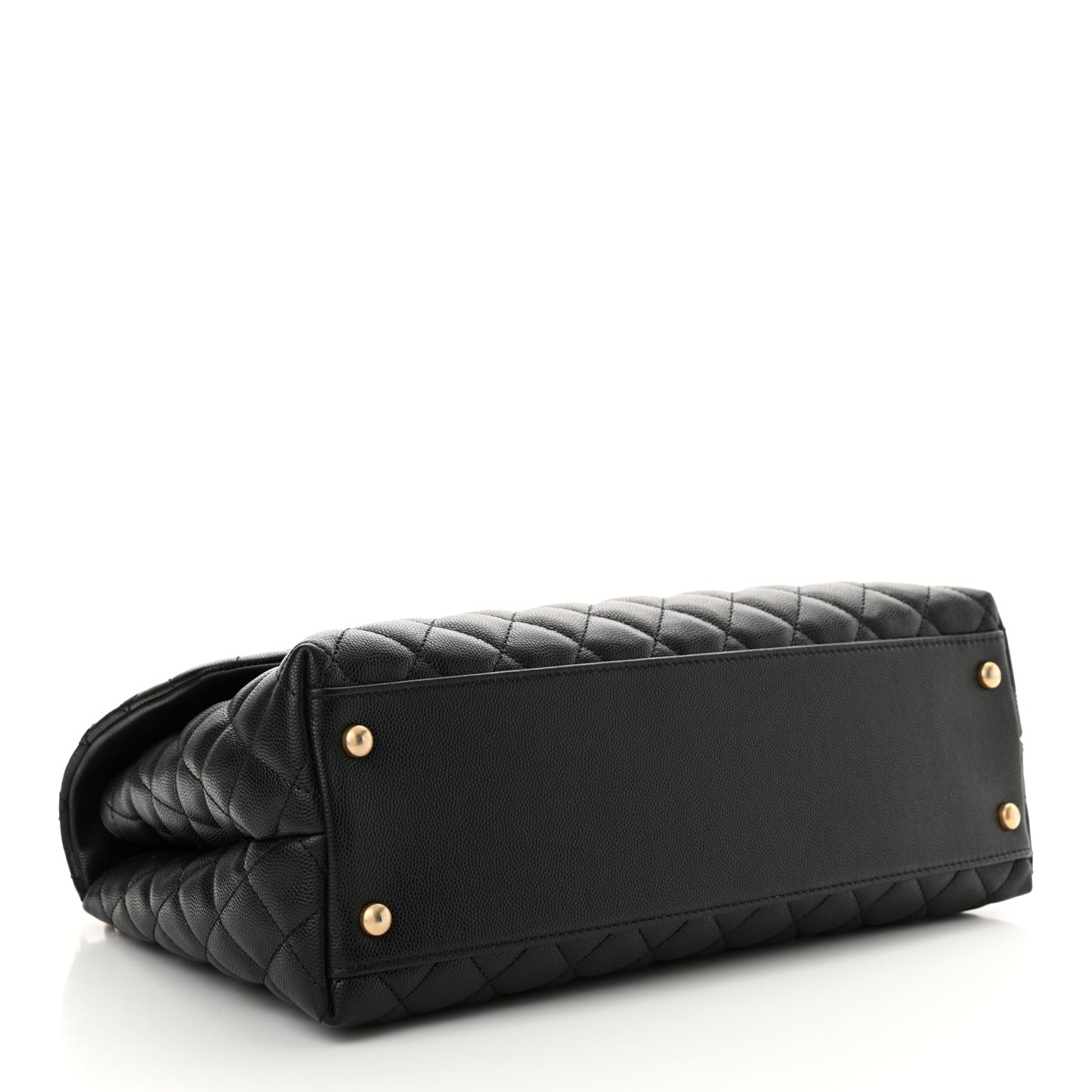 Caviar Elaphe Quilted Medium Coco Handle Flap Black Burgundy