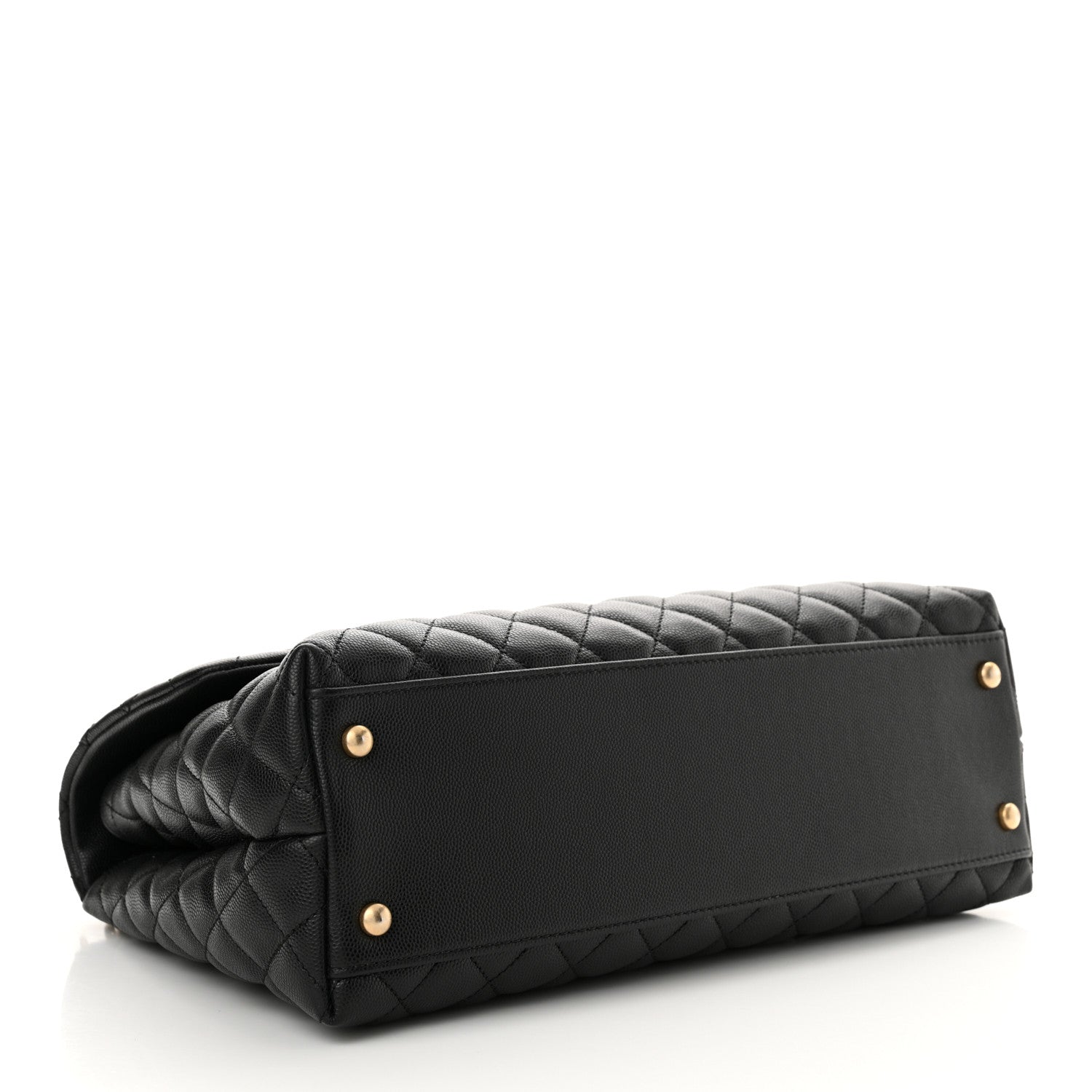 Chanel Caviar Elaphe Quilted Medium Coco Handle Flap Black Burgundy 4 of 9
