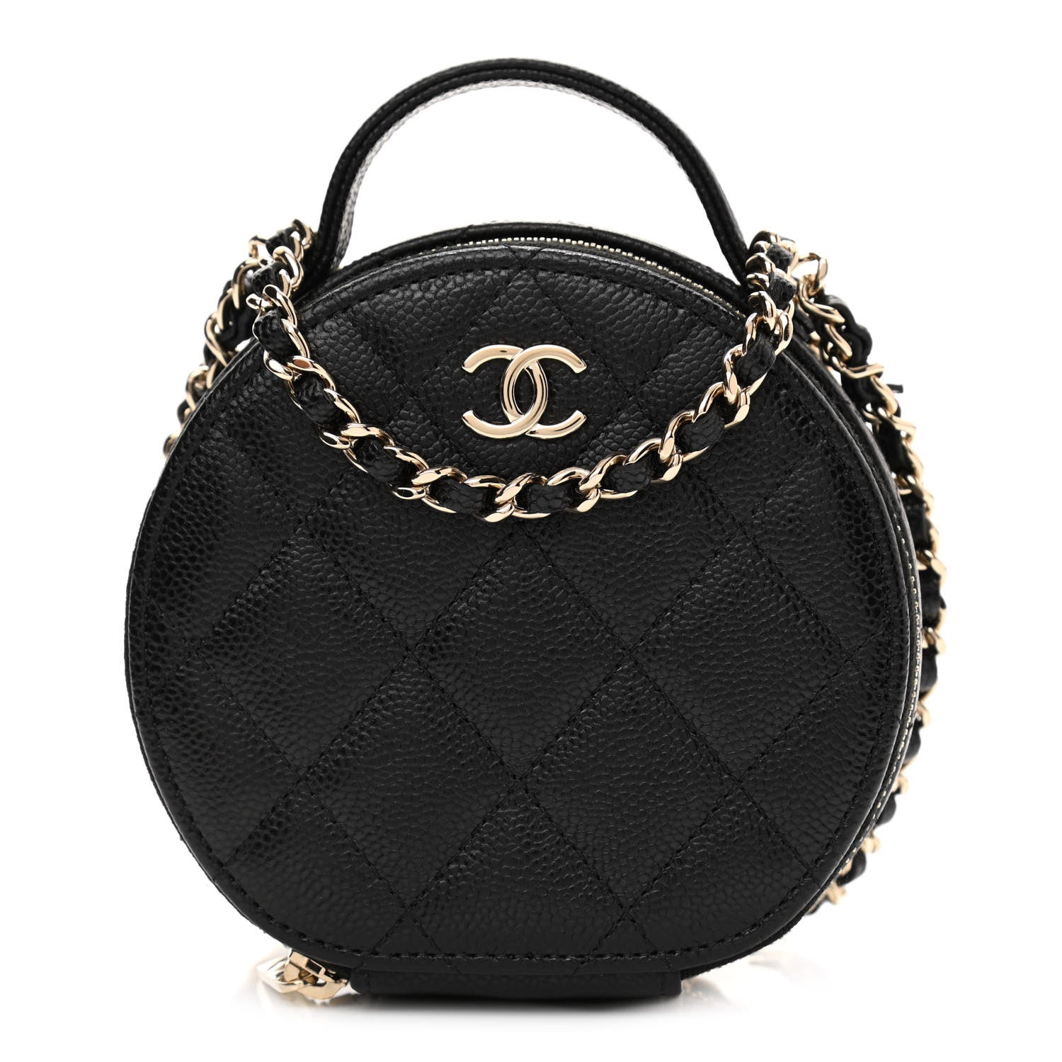 Chanel Caviar Quilted Round Handle With Care Vanity With Chain Black 1 of 14