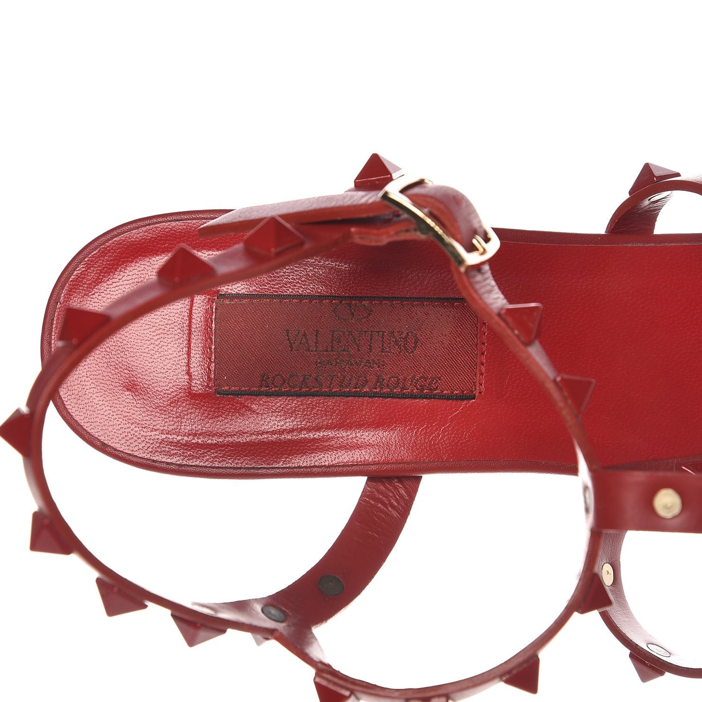 Calfskin Lacquered Monochrome Rockstud 60mm City Sandals 38 Rosso Valentino