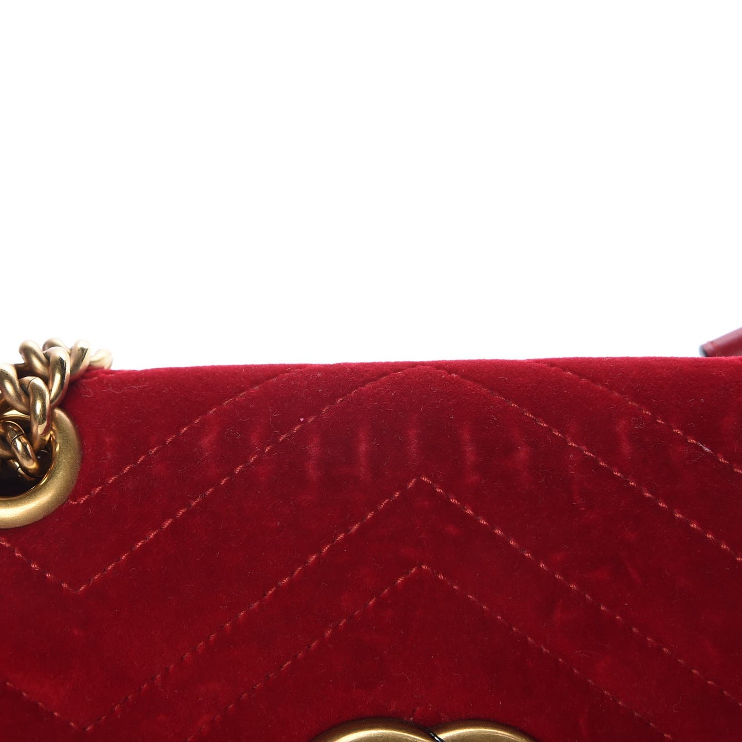 Velvet Matelasse Mini GG Marmont Shoulder Bag Hibiscus Red