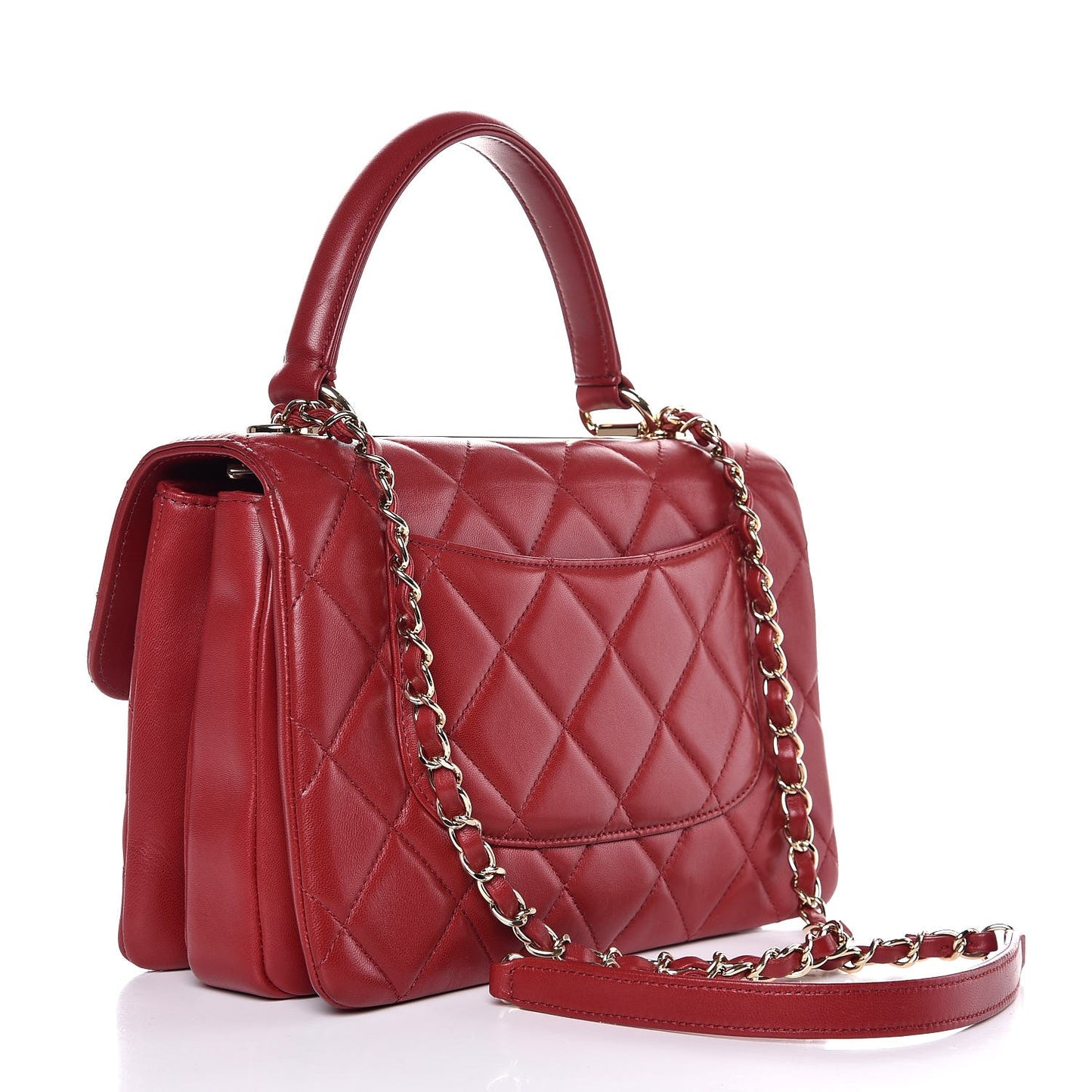 Lambskin Quilted Small Trendy CC Dual Handle Bag Red