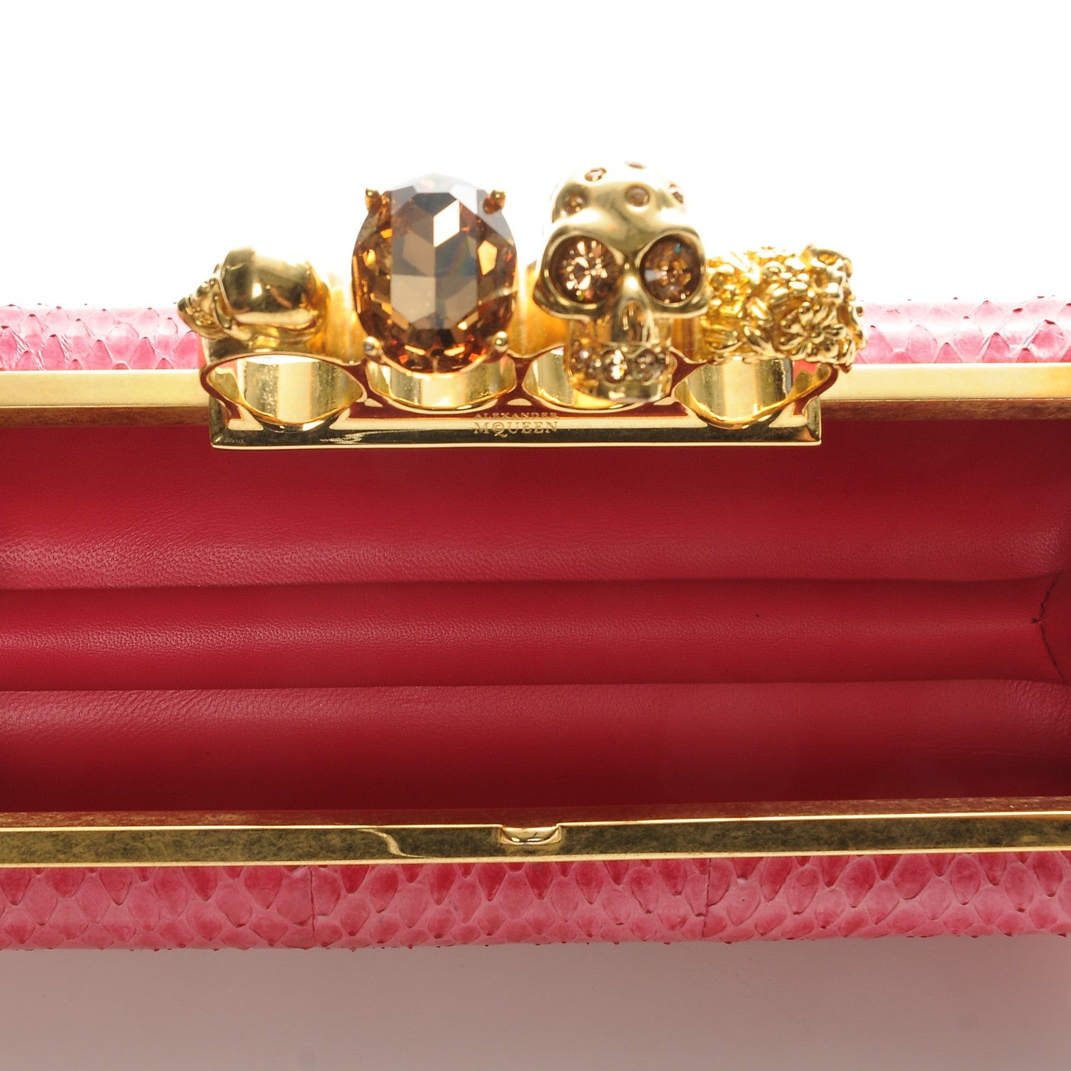 Alexander McQueen Python Knuckle Box Clutch Pink 6 of 7