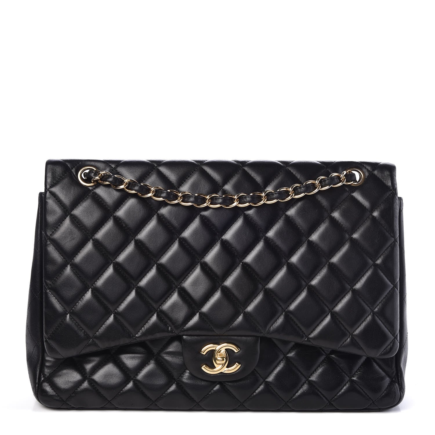 Chanel Lambskin Quilted Maxi Single Flap Black 1 of 6