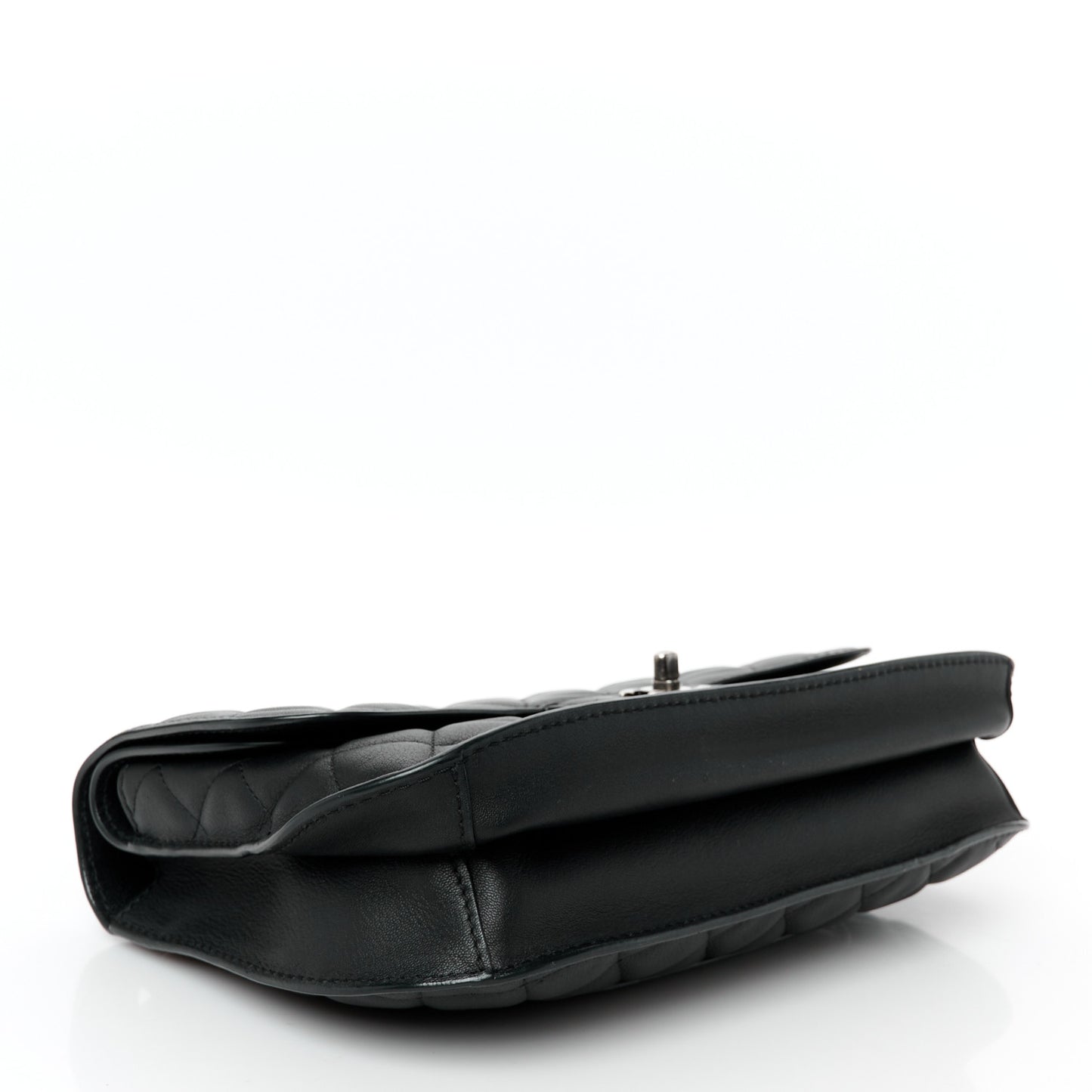 Metallic Goatskin Quilted Large Rock In Rome Flap Black