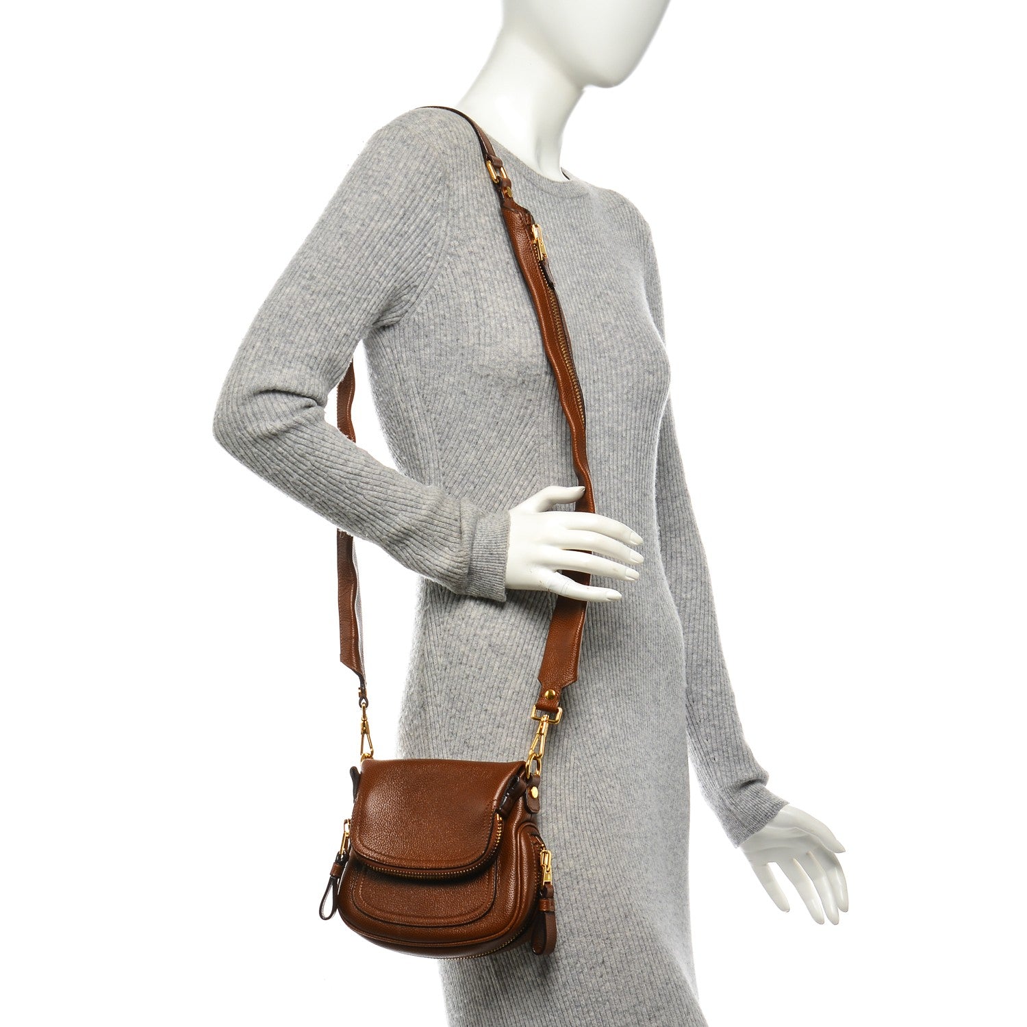 Tom Ford Pebbled Calfskin Mini Jennifer Crossbody Bag Caramel 2 of 8