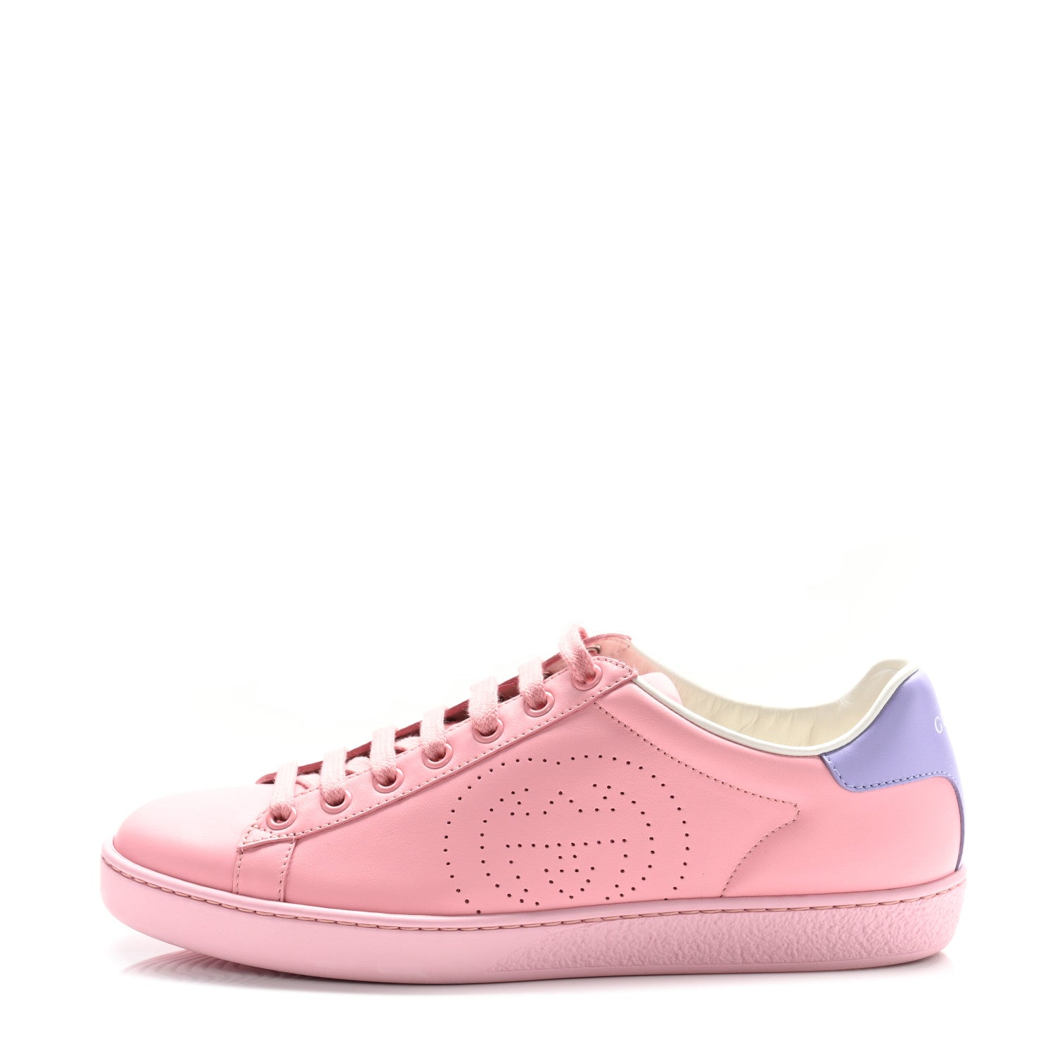 Gucci Miro Soft Calfskin Interlocking G Perforated Womens Ace Sneakers 38 Wild Rose Lapis 1 of 10