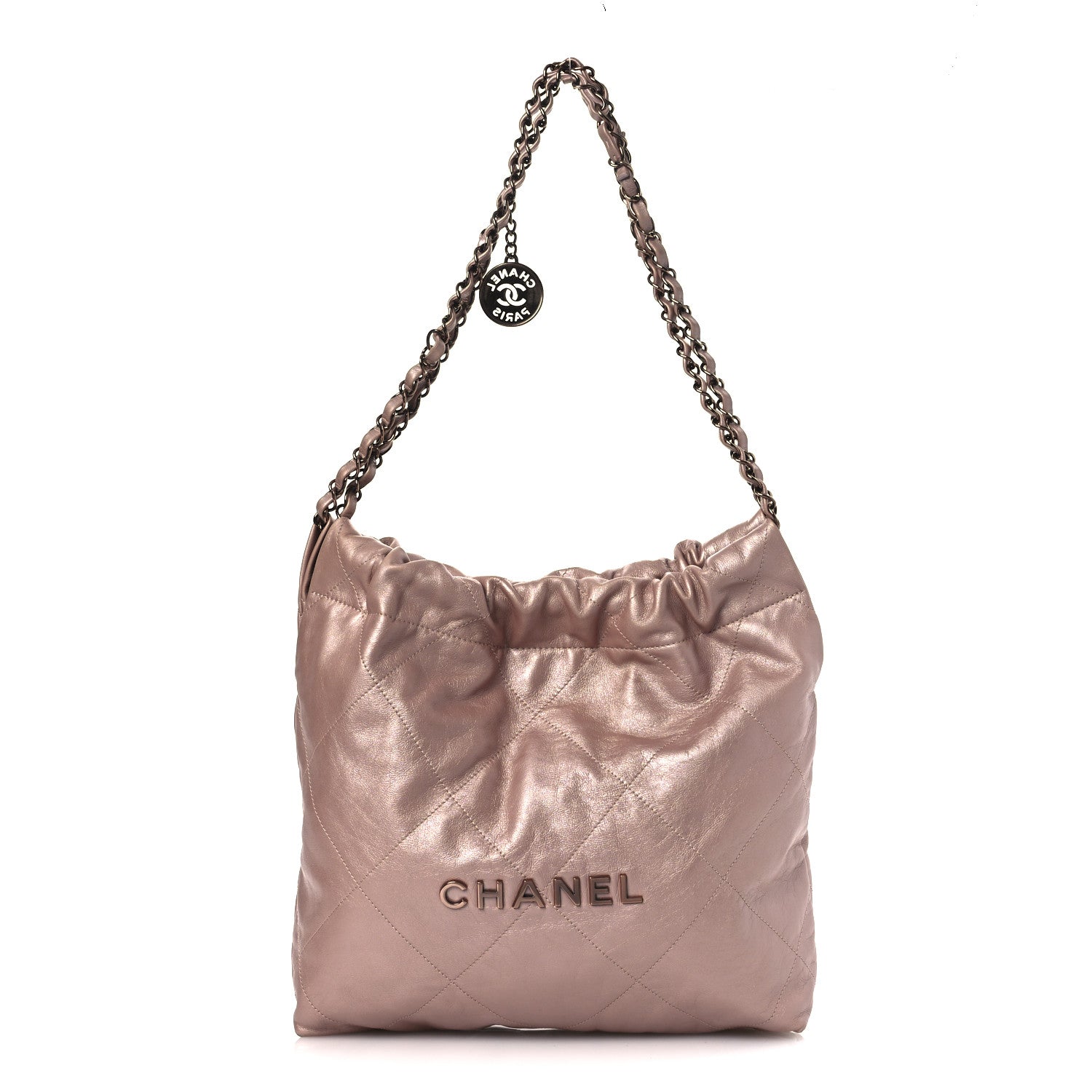 Chanel Metallic Calfskin Quilted Small Chanel 22 Pink 1 of 12