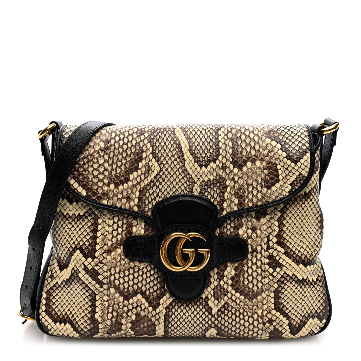 Gucci New Sakai Snakeskin Lux Medium Dahlia Messenger Shoulder Bag Beige Black 1 of 10