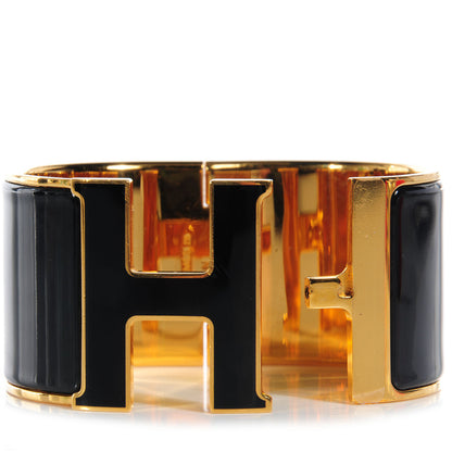 Hermes Enamel Extra Wide Clic Clac H Bracelet PM Black 4 of 5