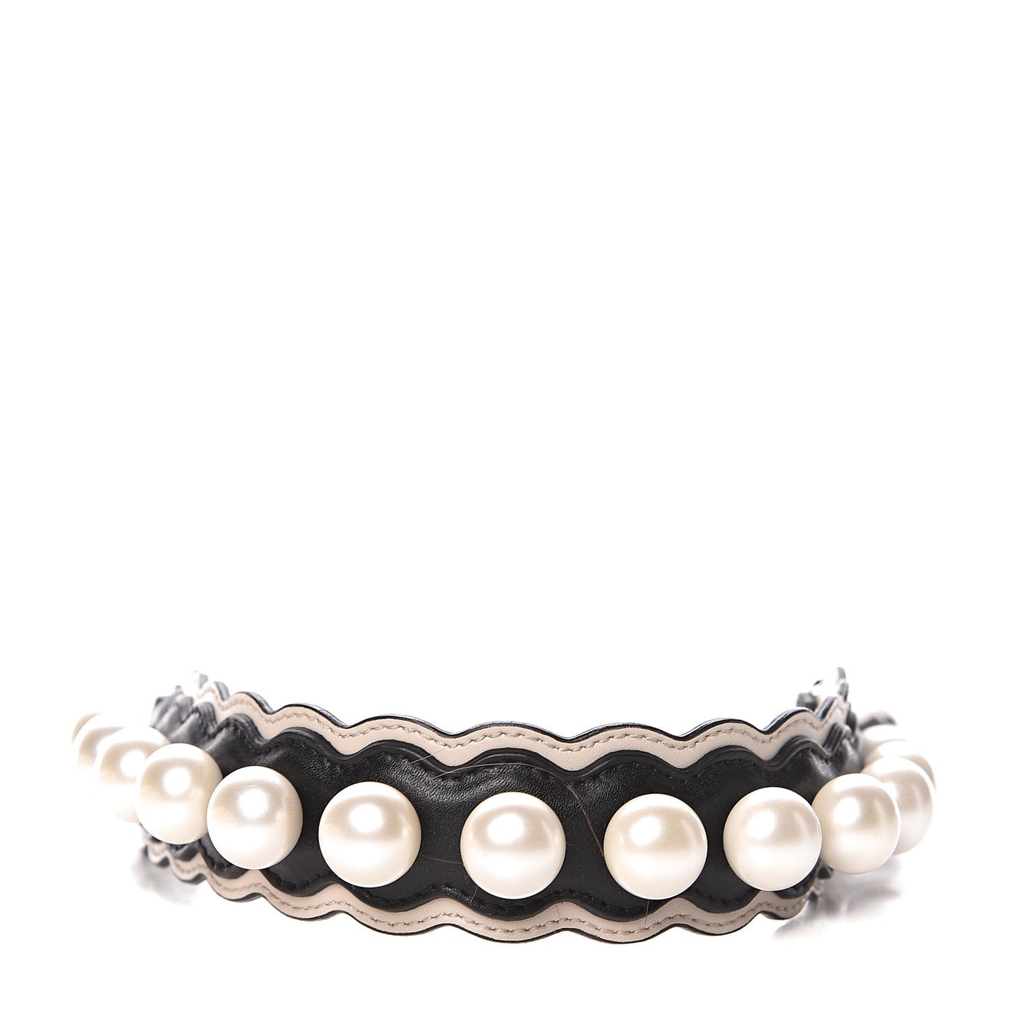 Calfskin Pearl Embellished Mini Strap You Black Camelia