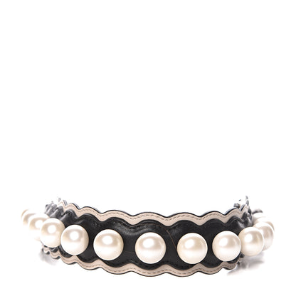 Fendi Calfskin Pearl Embellished Mini Strap You Black Camelia 1 of 5