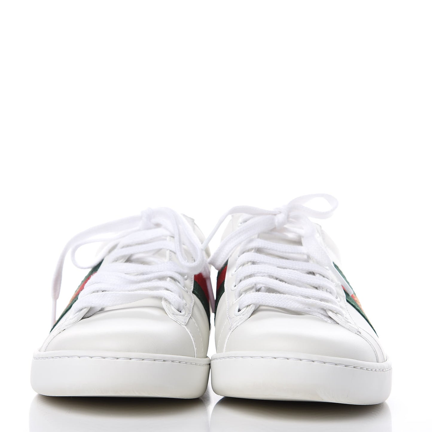 Calfskin Ayers Bee Embroidered Womens Ace Sneakers 36 White Green