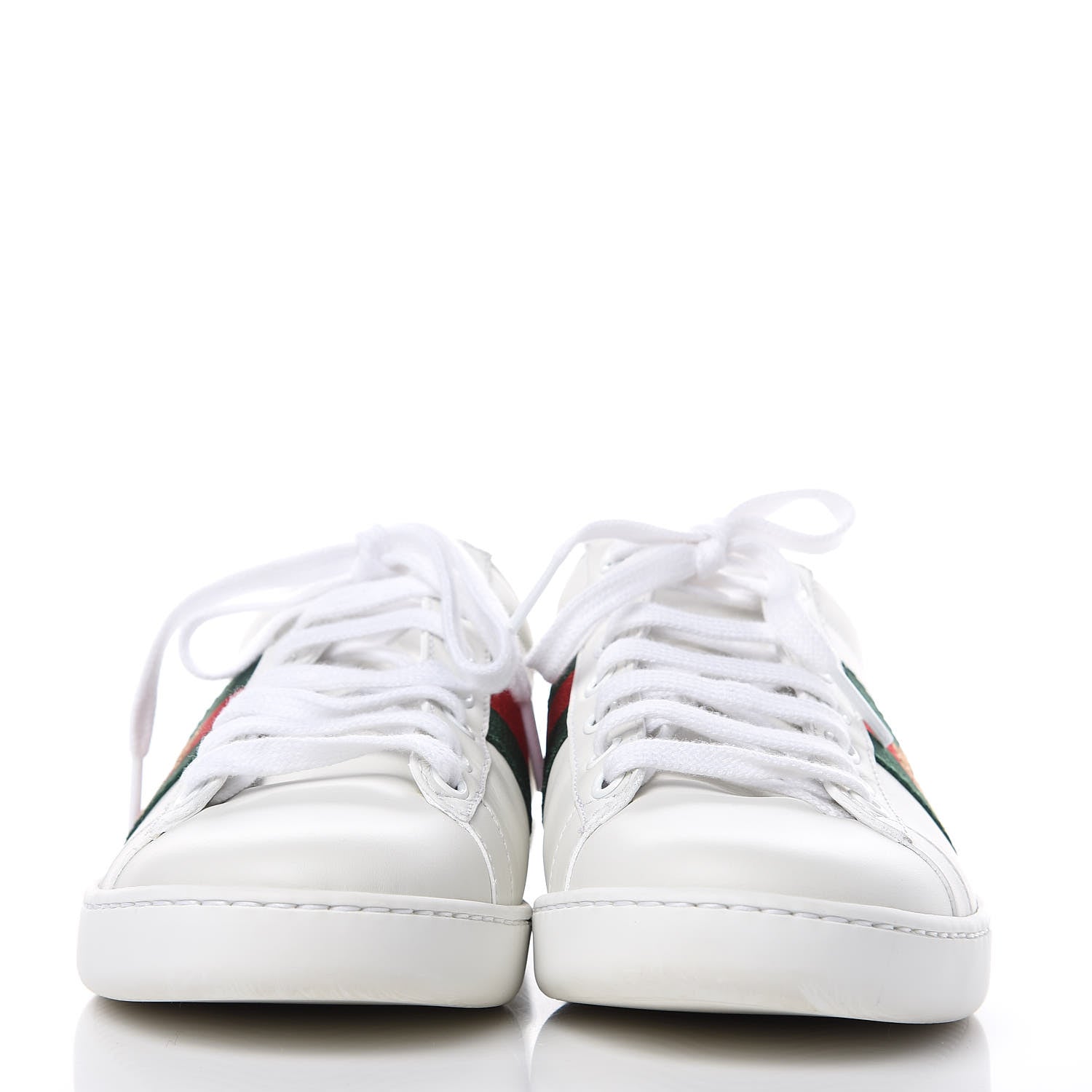 Gucci Calfskin Ayers Bee Embroidered Womens Ace Sneakers 36 White Green 2 of 10