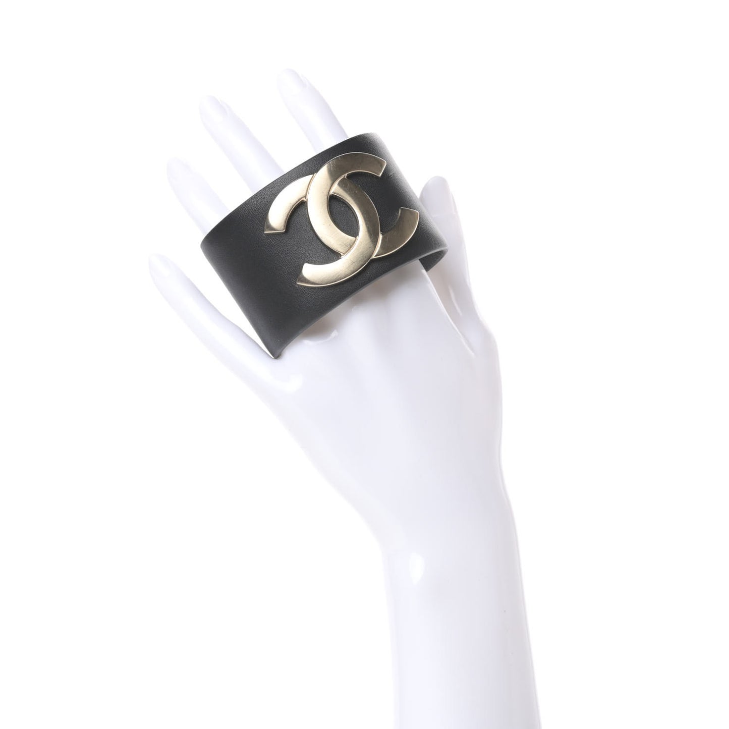 Calfskin CC Wide Cuff M Black Gold
