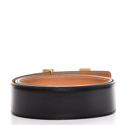 Hermes Box Chamonix 42mm Constance Reversible H Belt 100 Noir Natural 3 of 9