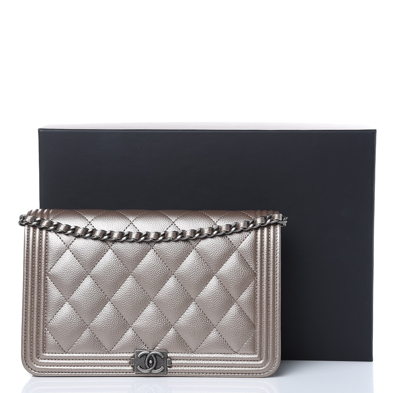 Chanel Metallic Caviar Quilted Boy Wallet On Chain WOC Copper 12 of 12