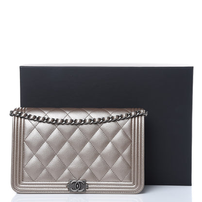 Chanel Metallic Caviar Quilted Boy Wallet On Chain WOC Copper 12 of 12