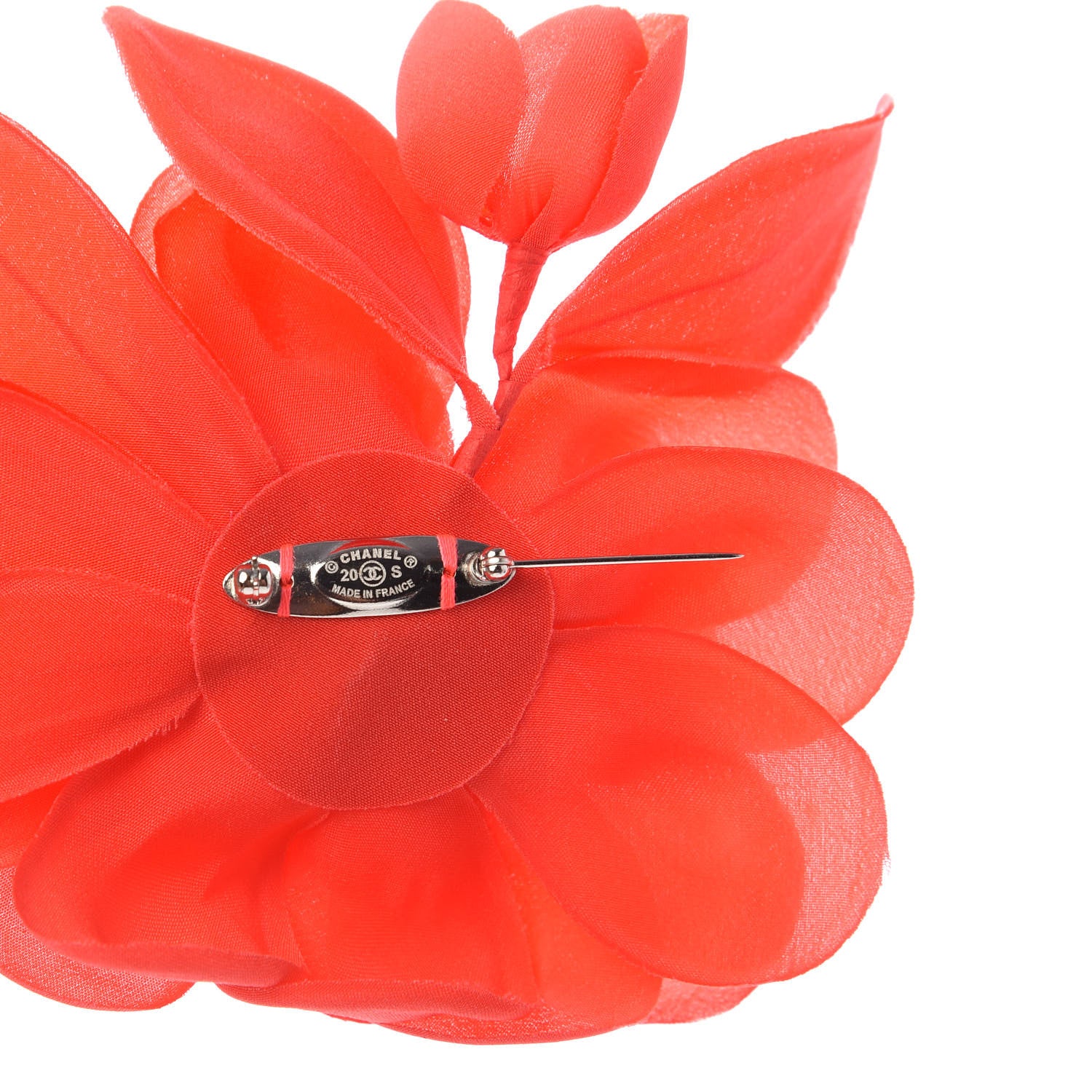 Chanel Fabric Camellia Flower Brooch Orange 4 of 5