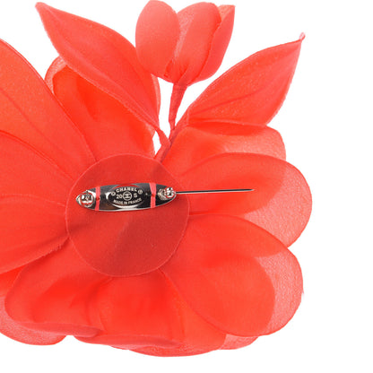 Chanel Fabric Camellia Flower Brooch Orange 4 of 5