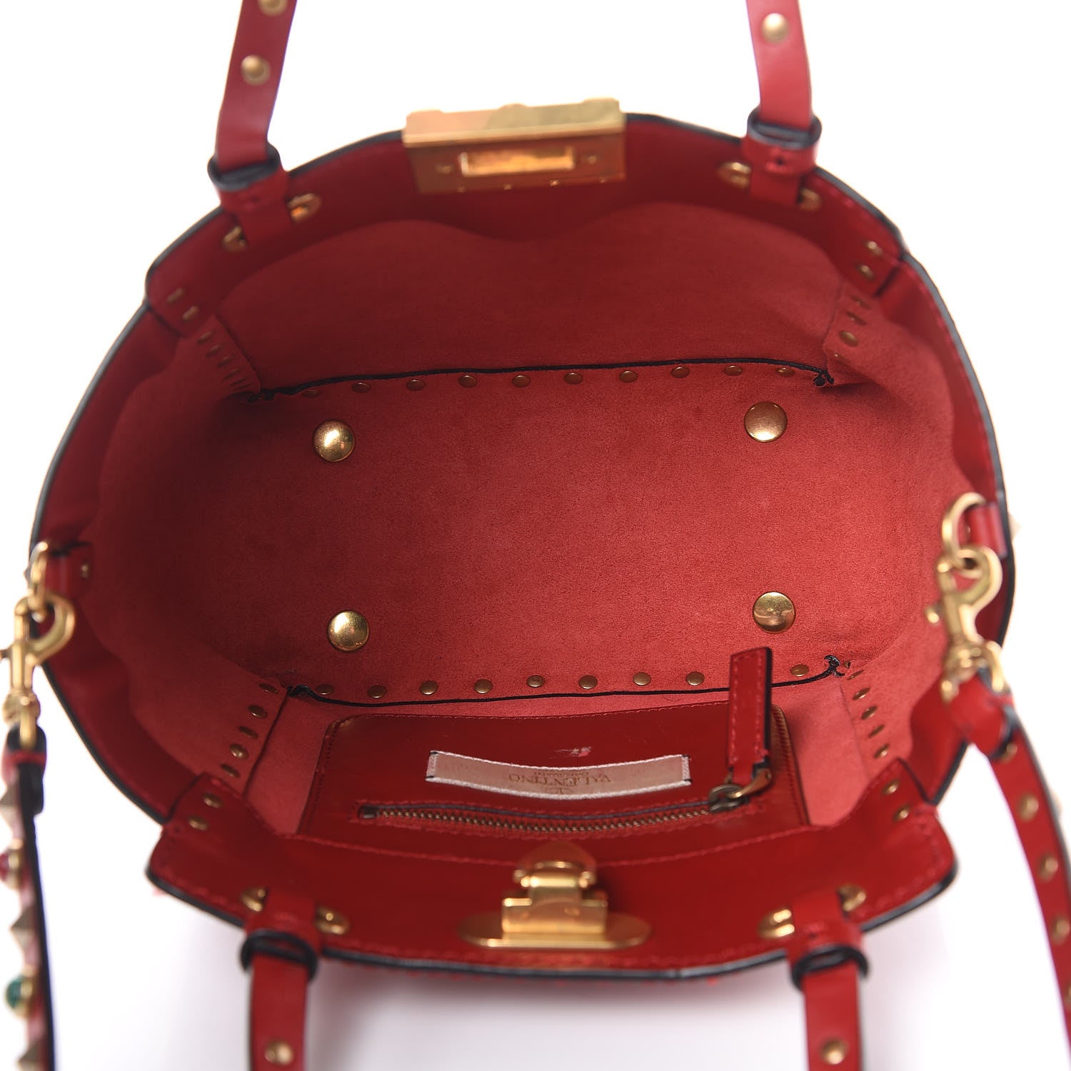 Valentino Garavani Vitello Mini Rockstud Rolling Tote Rosso Valentino 5 of 12
