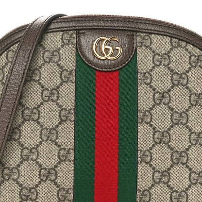 Gucci GG Supreme Monogram Textured Dollar Calfskin Web Small Ophidia Dome Shoulder Bag Beige Ebony New Acero 8 of 10