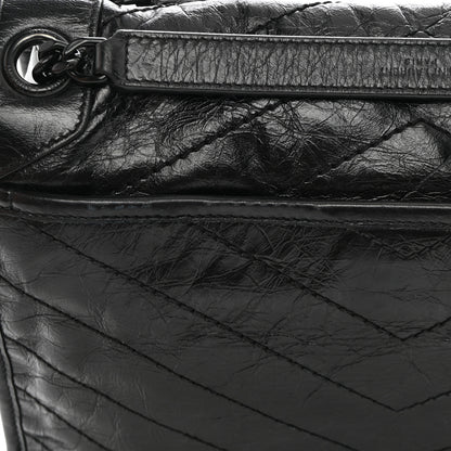 Saint Laurent Crinkled Calfskin Matelasse Monogram Medium Niki Chain Satchel Black 12 of 12