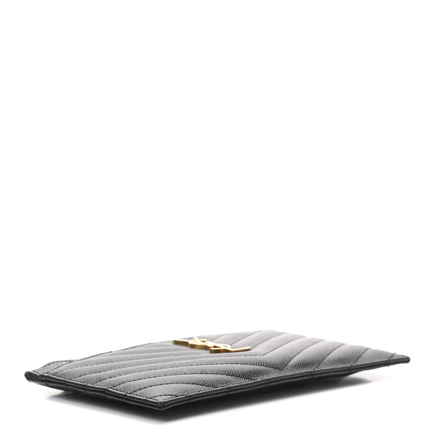 Saint Laurent Grain De Poudre Chevron Monogram Bill Pouch Black 4 of 6