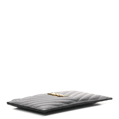 Saint Laurent Grain De Poudre Chevron Monogram Bill Pouch Black 4 of 6