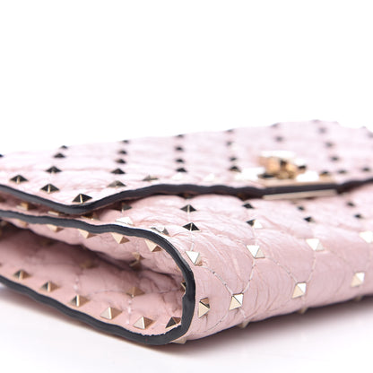 Valentino Garavani Craquele Nappa Rockstud Spike Wallet on Chain Water Rose 8 of 11