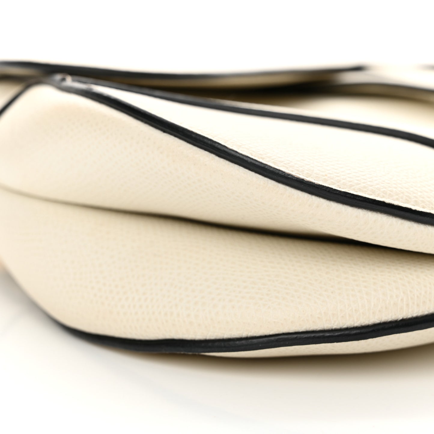 Grained Calfskin Saddle Bag White