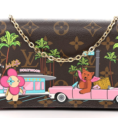 Louis Vuitton Monogram 2021 Christmas Animation Hollywood Pochette Felicie Chain Wallet Fuchsia 8 of 10