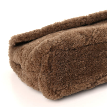 Saint Laurent Shearling Lambskin Quilted Sade Puffer Envelope Clutch Natural Brown 8 of 9