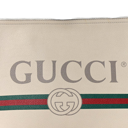 Gucci Pebbled Calfskin Medium Logo Portfolio Clutch White 8 of 8