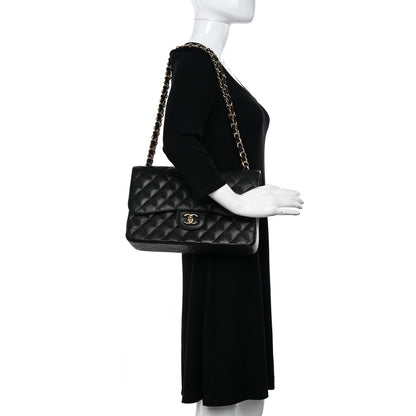 Chanel Caviar Quilted Jumbo Double Flap Black 2 of 12