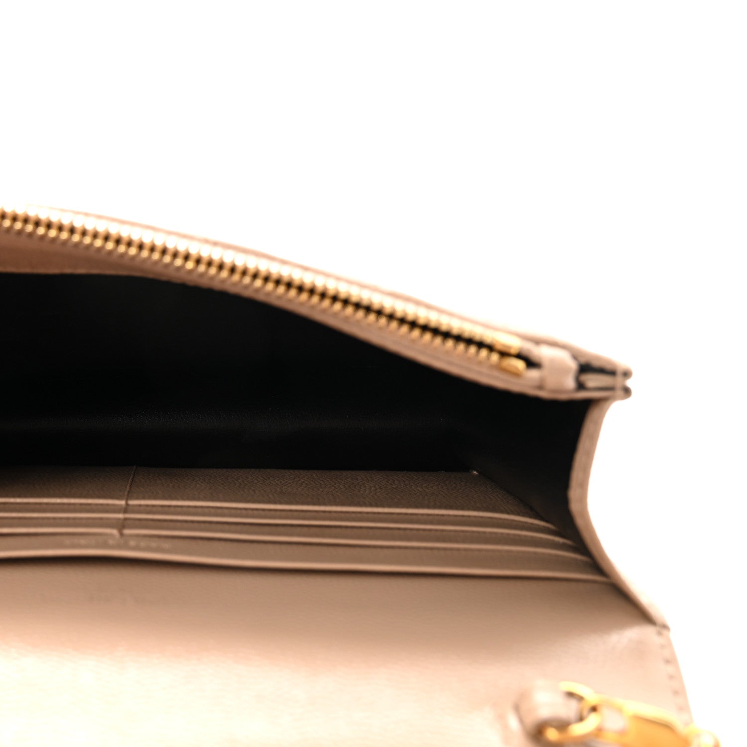 Saint Laurent Grain De Poudre Matelasse Chevron Monogram Envelope Chain Wallet Dark Beige 5 of 9