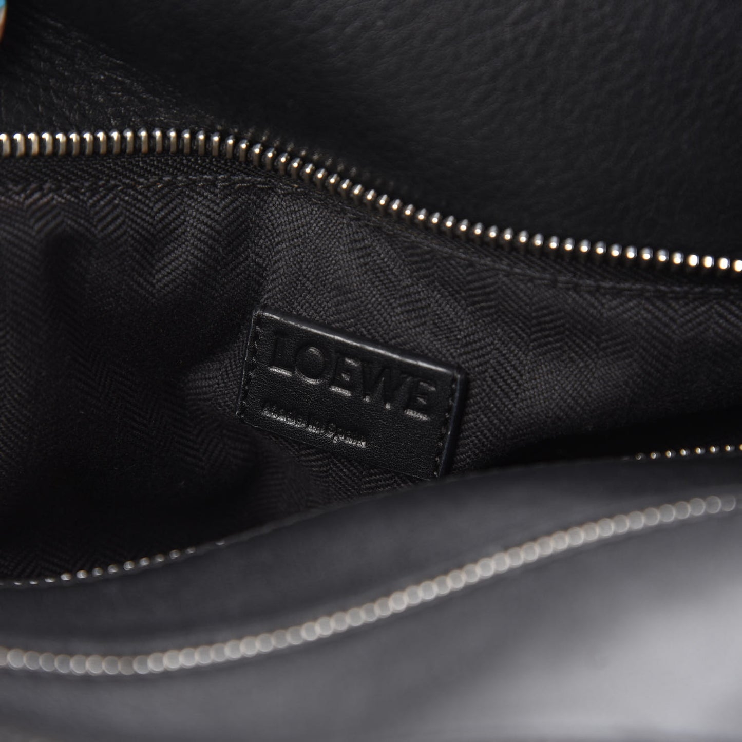 Calfskin Zipper Puzzle Bag Black