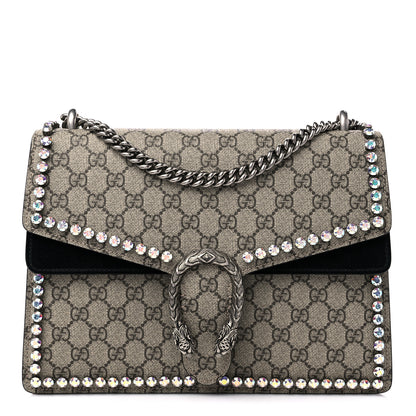 Gucci GG Supreme Monogram Crystal Medium Dionysus Shoulder Bag Black 1 of 11
