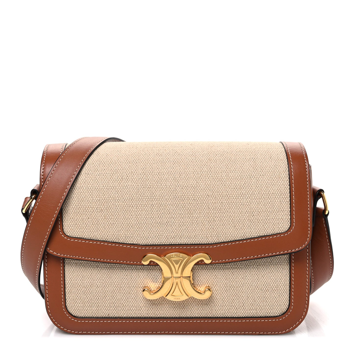 Textile Calfskin Classique Triomphe Bag Natural Tan