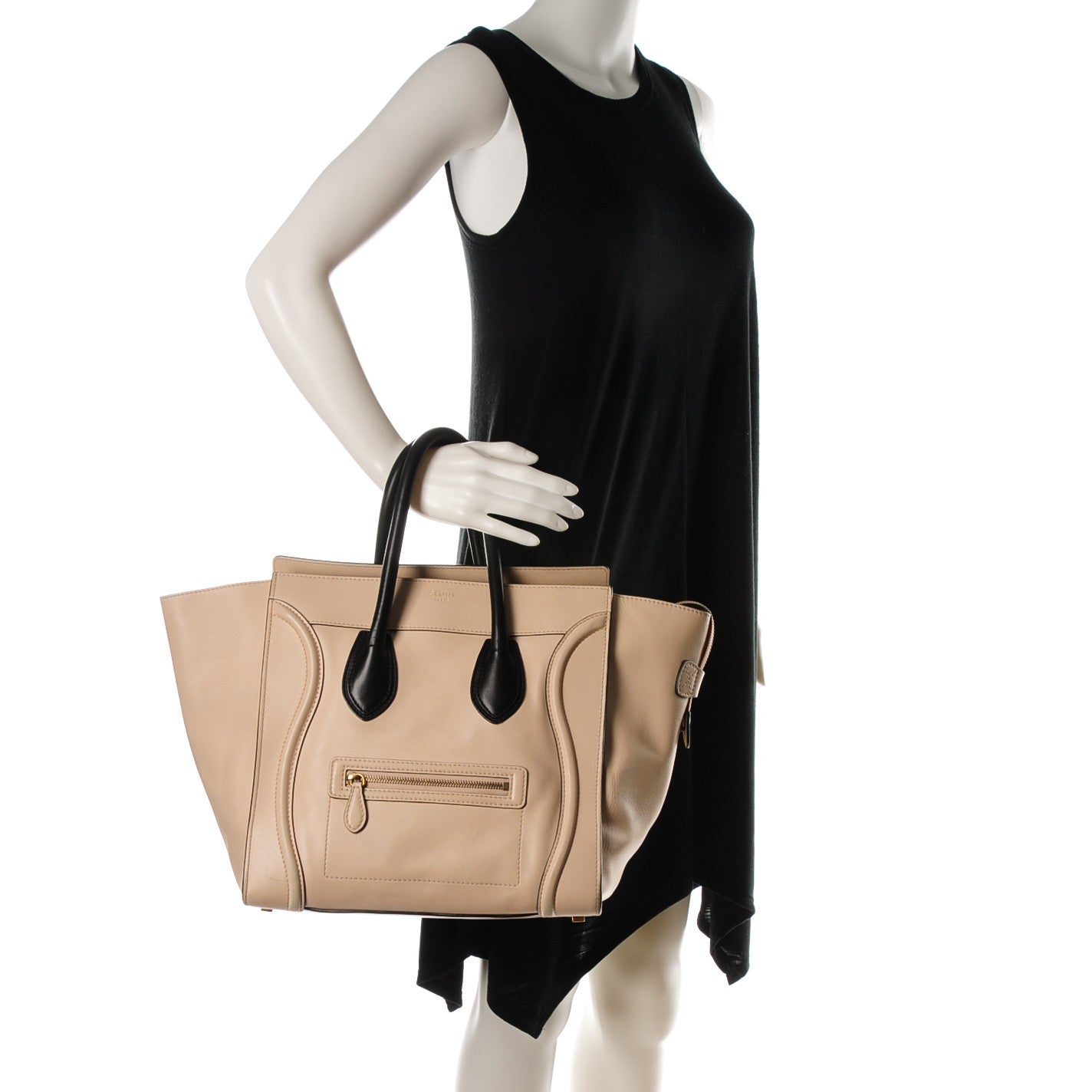 Celine Satin Calfskin Mini Luggage Powder Black 2 of 14