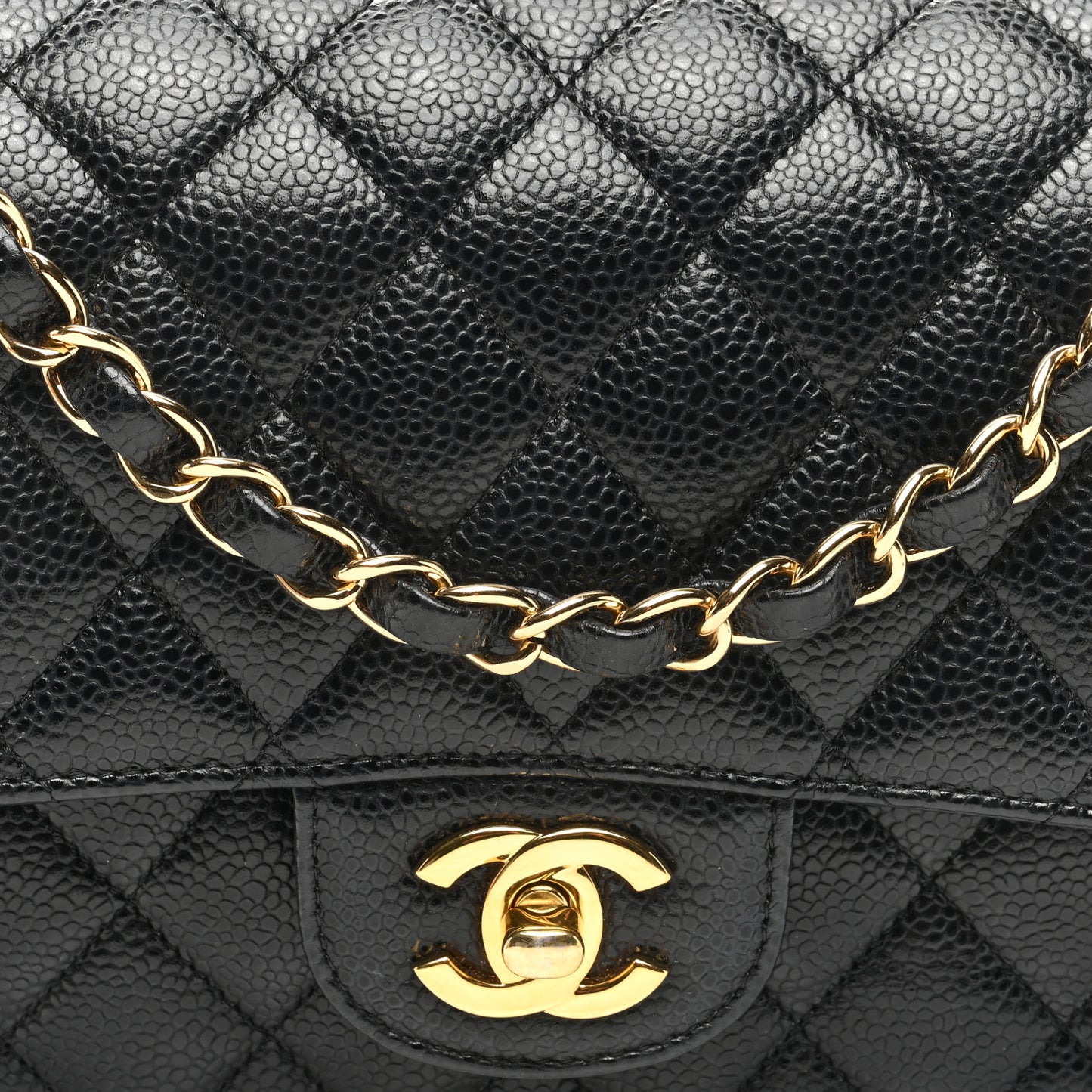 Caviar Quilted Medium Double Flap Black