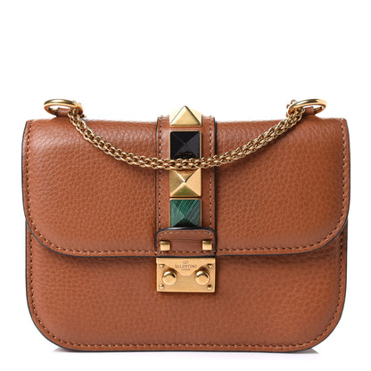 Valentino Garavani Pebbled Calfskin Rockstud Rolling Small Glam Lock Flap Light Cuir 1 of 11