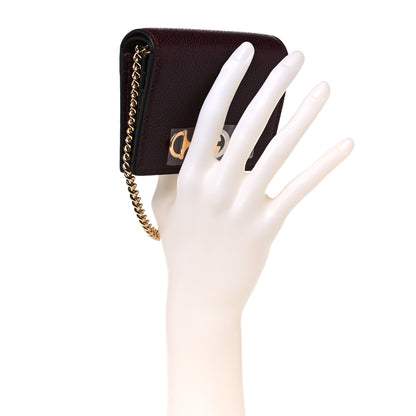 Gucci Grainy Calfskin Zumi Chain Card Case Wallet Vintage Bordeaux 2 of 8