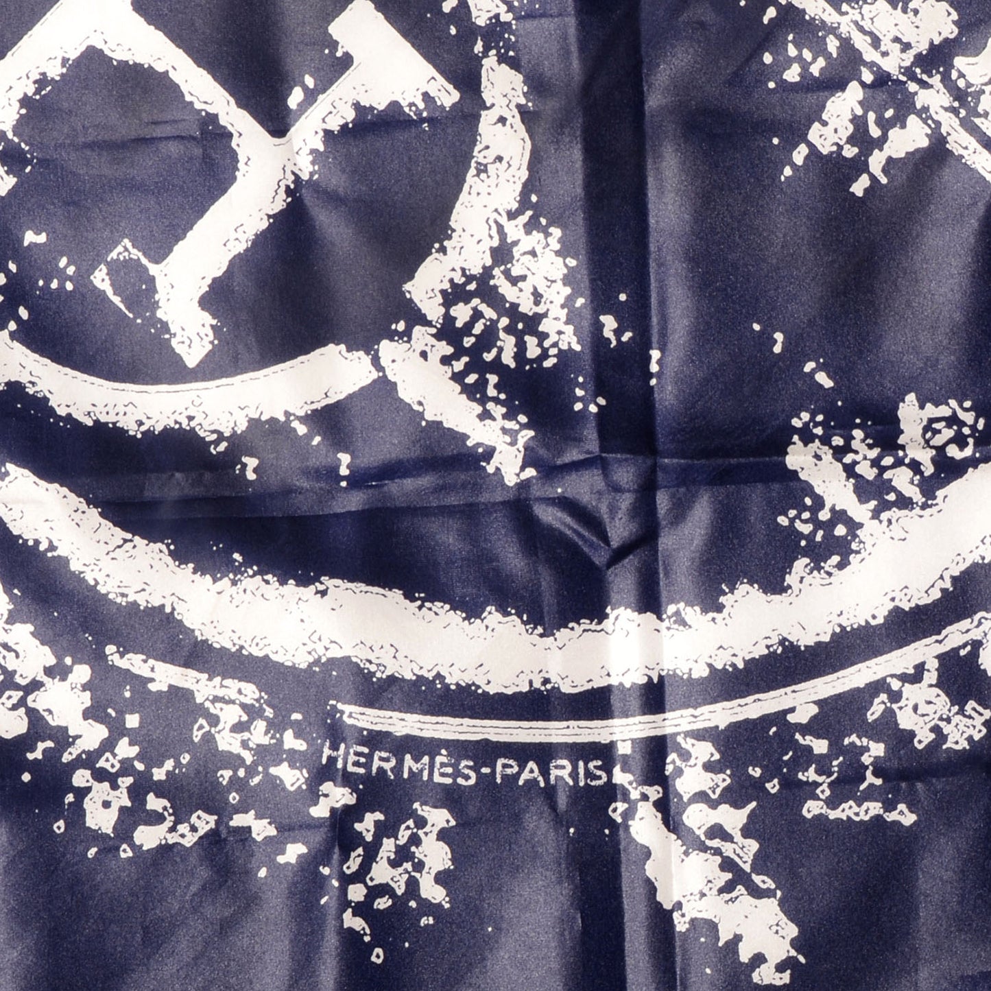 Silk Ex-Libris Globe Trotter Scarf 70 Navy