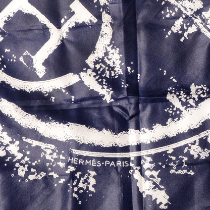 Hermes Silk Ex-Libris Globe Trotter Scarf 70 Navy 3 of 5